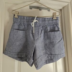 Athleta Cabo Blue Drawstring Linen Shorts – Stretch, Size 10 (100% Linen)